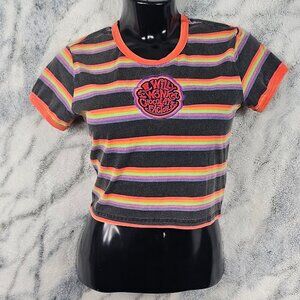 Dolls Kill x Willy Wonka Collab Small Striped Ringer Baby Cropped Tee